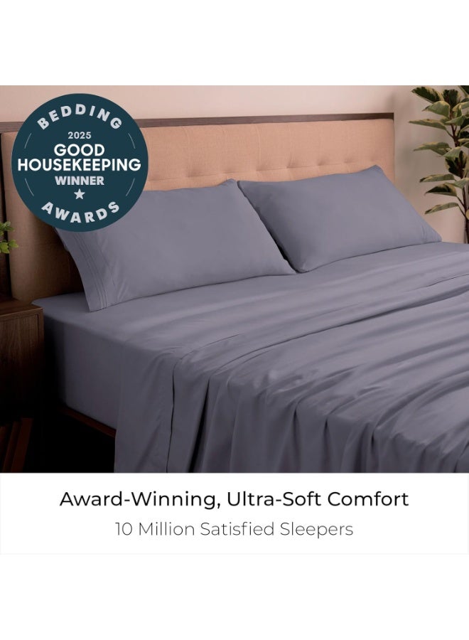 Mellanni King Sheets Set - 4 PC Iconic Collection Bedding - Hotel Luxury, Extra Soft, Cooling Bed Sheets - Wrinkle, Fade, Stain Resistant (King, Hazy Lilac) - Image 4