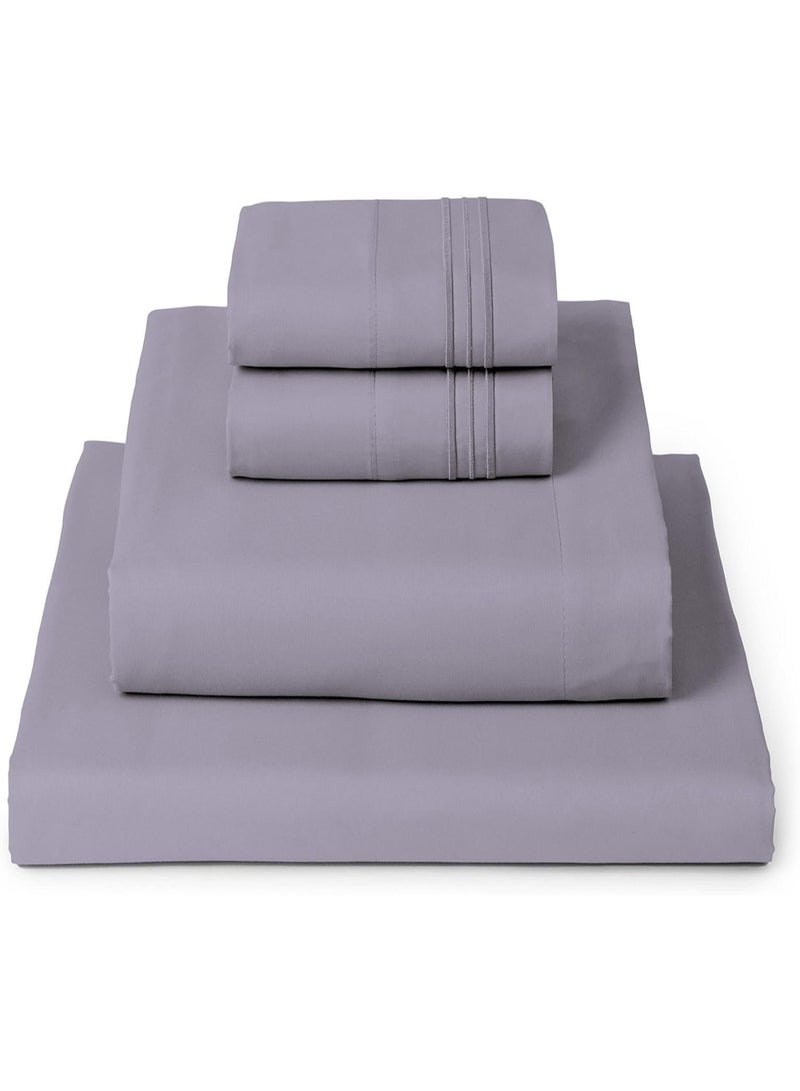 Mellanni King Sheets Set - 4 PC Iconic Collection Bedding - Hotel Luxury, Extra Soft, Cooling Bed Sheets - Wrinkle, Fade, Stain Resistant (King, Hazy Lilac) - Image 1