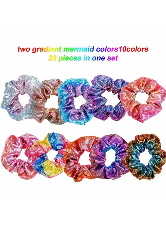 Tatuo 30 Pieces Metallic Scrunchies for Girls Large Elastic Hair Ties and Ropes for Women hair Accessories - Image 3