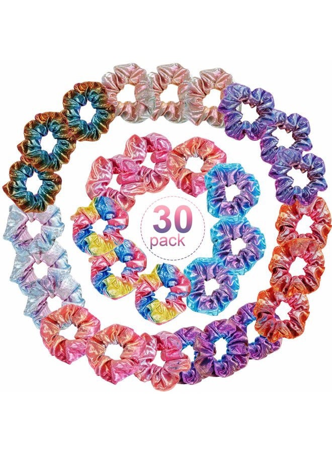 Tatuo 30 Pieces Metallic Scrunchies for Girls Large Elastic Hair Ties and Ropes for Women hair Accessories - Image 1
