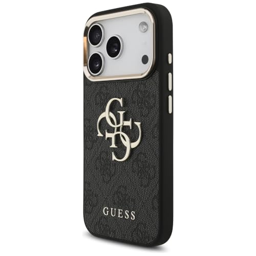 CG MOBILE Guess [Official Licensed] Protective Case Designed for iPhone 17 Pro | 4G Pu Leather Case with Big 4G & Classic Logo & Gold Metal Camera Frame -Black - Image 2