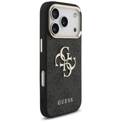 CG MOBILE Guess [Official Licensed] Protective Case Designed for iPhone 17 Pro | 4G Pu Leather Case with Big 4G & Classic Logo & Gold Metal Camera Frame -Black - Image 4