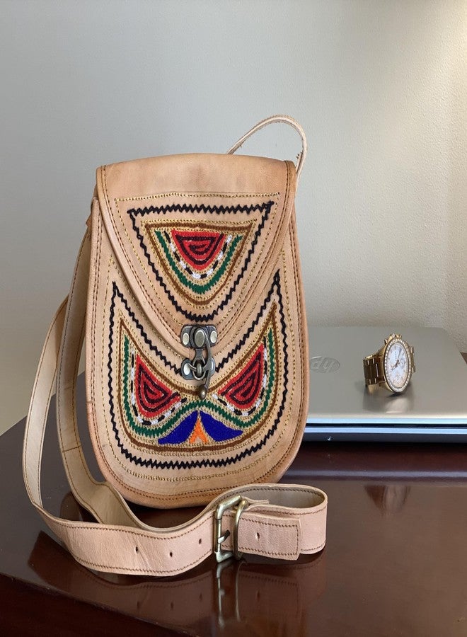 Craftonus India Hand Bags Medium Size For Women Stylish Hand embroidery | Leather Bag Inside Is Canvas Material 4 - Image 4