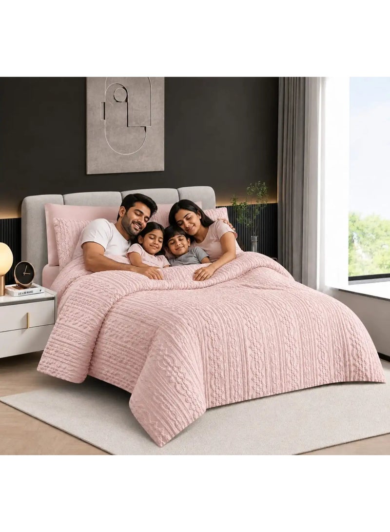 دريمزون طقم لحاف وردي مقاس "كينغ" (King Size) مكون من 6 قطع - طقم سرير فاخر مع أكياس وسائد متناسقة (اللون الوردي) - Image 5