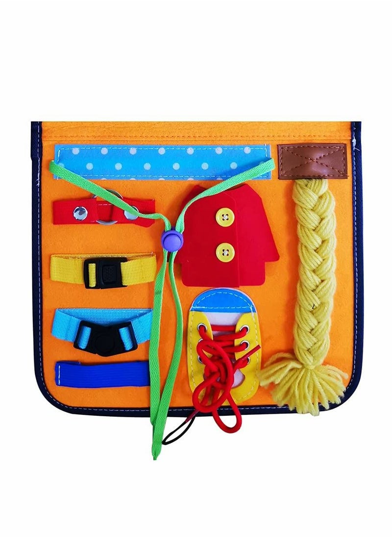 Generic - KASTWAVE Montessori Toddler Busy Board, Sensory Travel Toy for Toddlers and Young Children 1-3 Years Old, Busy Book Bag, Learning to Dress Activity Toy with Alphabet for Kids - Image 1