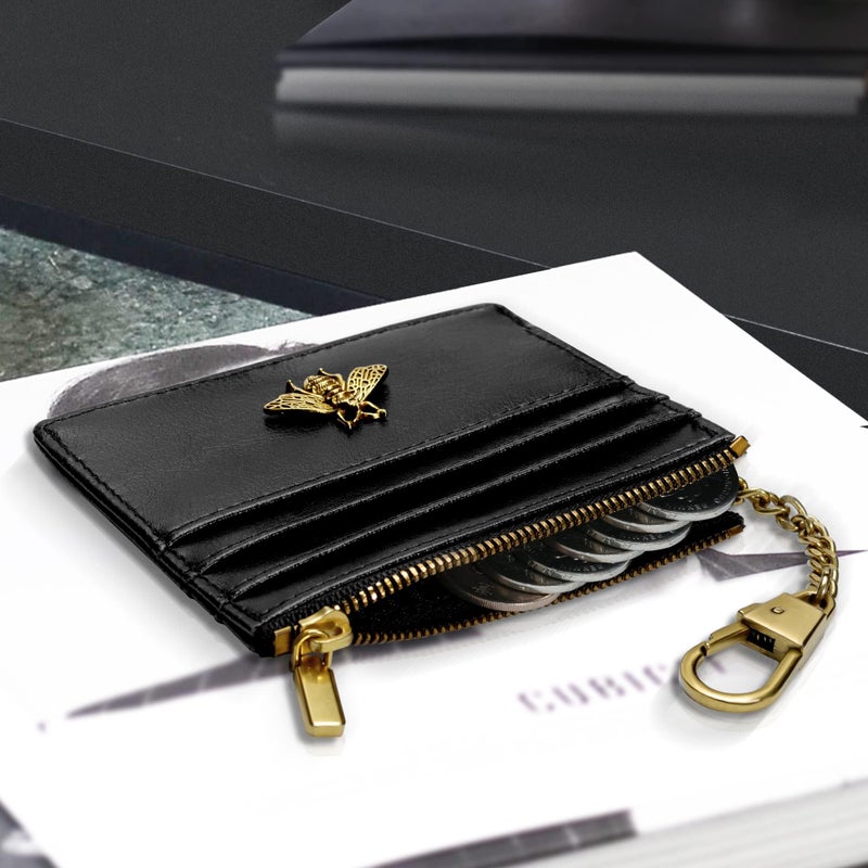 SEAVILIA Card Holder Keychain Wallet for Women with ID Window RFID Coin Purse Bee Gifts Slim Minimalist Small Wallet - Image 5
