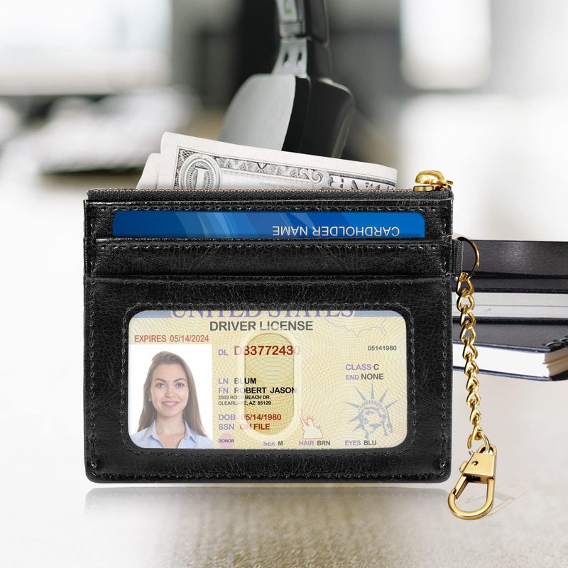 SEAVILIA Card Holder Keychain Wallet for Women with ID Window RFID Coin Purse Bee Gifts Slim Minimalist Small Wallet - Image 2