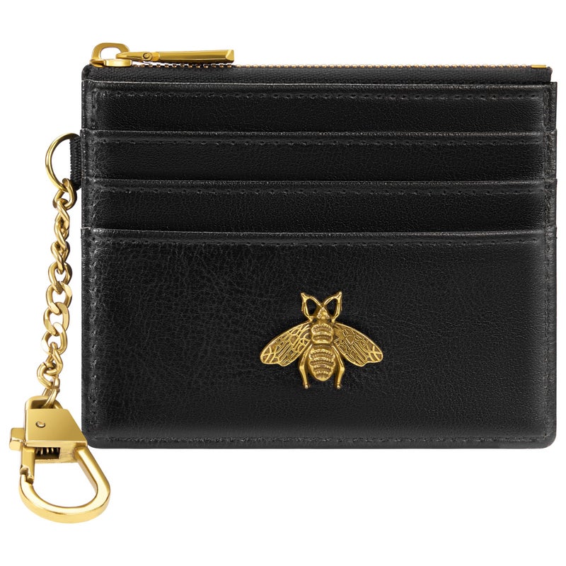 SEAVILIA Card Holder Keychain Wallet for Women with ID Window RFID Coin Purse Bee Gifts Slim Minimalist Small Wallet - Image 1