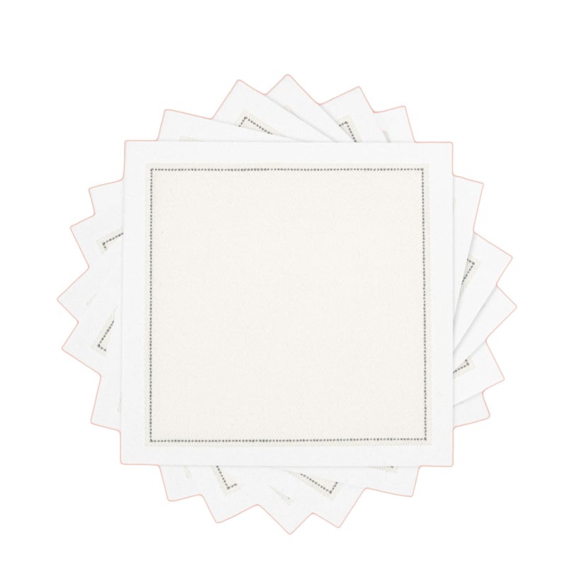 Five Star Napkins Cotton Cocktail Napkins, Beverage Napkin, Bar Napkin, Party Napkins, Small Napkins, Napkins for Events, Holidays, Weddings, Parties 4.5" x 4.5" - Single Use (50 x) Ecru