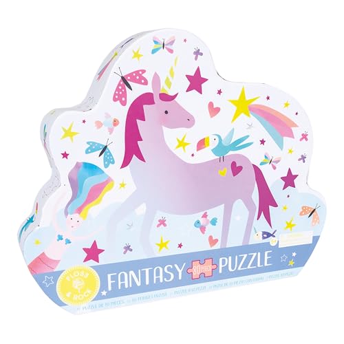 Floss Rock Fantasy Butterfly Shaped Unicorn Pink 20 x 14 Paperboard 80 Piece Jigsaw Puzzle - Image 1