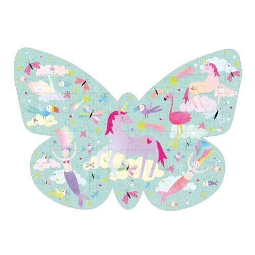 Floss Rock Fantasy Butterfly Shaped Unicorn Pink 20 x 14 Paperboard 80 Piece Jigsaw Puzzle - Image 5