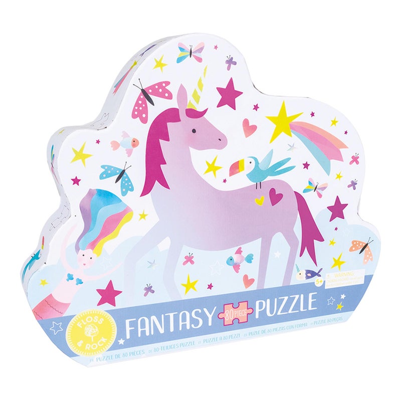 Floss Rock Fantasy Butterfly Shaped Unicorn Pink 20 x 14 Paperboard 80 Piece Jigsaw Puzzle - Image 2