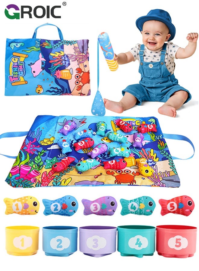 GROIC Baby's Sensory Toy First Fishing Toy Set,Count Learning Montessori Toys,Educational Learning Toys Stacking Cups Number Counting, Color Sorting for Baby - Image 1