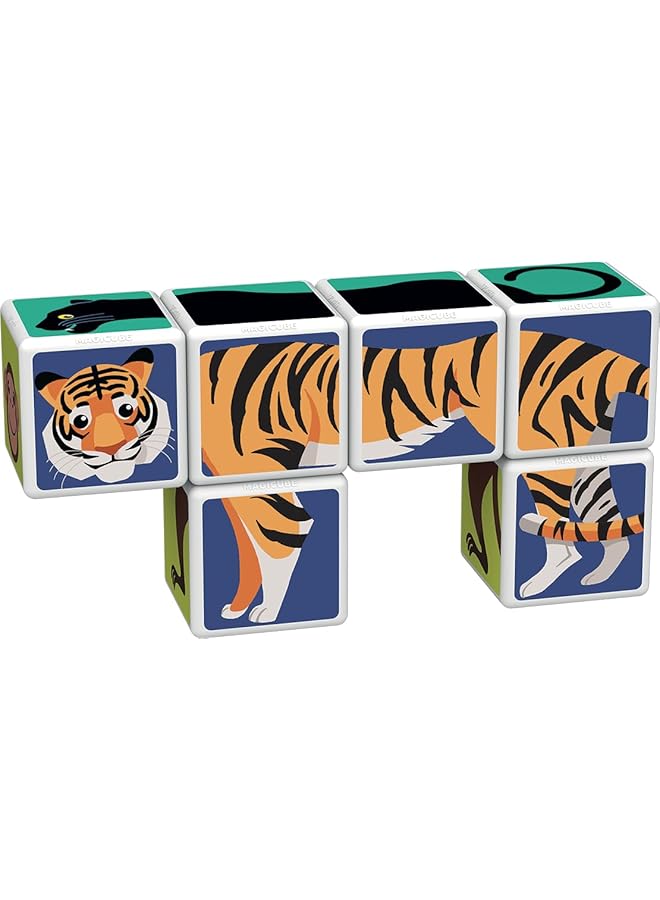 GEOMAG Magicube Printed Jungle Animals + Cards Stem & Educational Magnet Toys Made In Switzerland 100% Recycled Plastic Open Ended Toys Contruction Toys 1Yr+ - Image 4