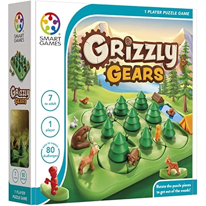 سمارت جيمز SmartGames - Grizzly Gears ، لعبة ألغاز مع 80 تحديا ، 7+ سنوات ، بني - Image 1