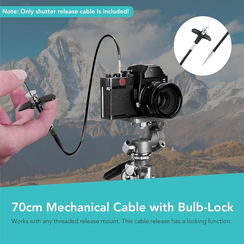 FotoTech 70cm Mechanical Shutter Release Cable with Bulb-Lock Compatible with Nikon Df/ F80/ F4/ FM2/ F3/ FE/ FM3a, Fujifilm X-E3/X-Pro2/X10/X100/X-PRO1/X-E1/DF-1, Leica M6/M8/AE-1,Minolta SRT-200 - Image 2