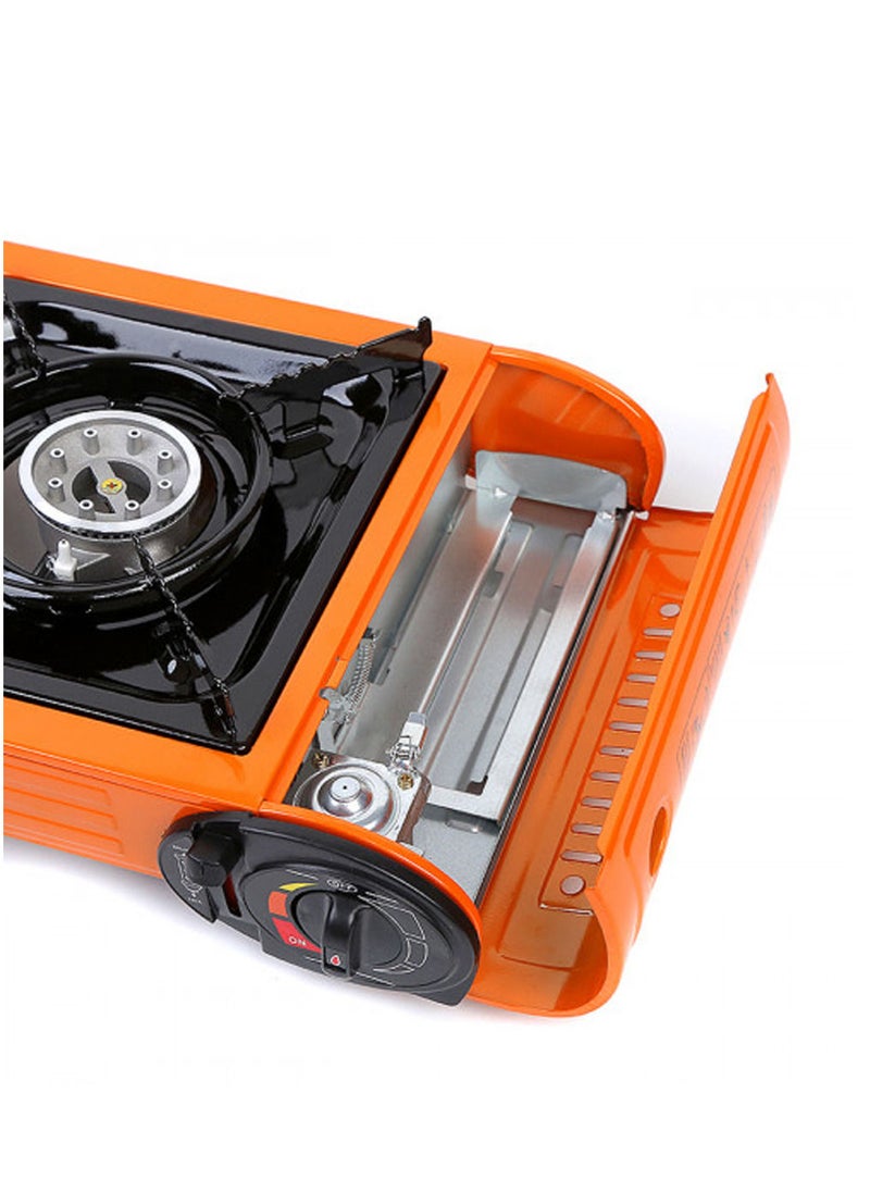 GO2CAMPS Double Burner Butane Camping Stove With BBQ Grill Hotplate/Humburger Tray and 4-Piece Butane Gas Catridge Camping Tools (Compo Sett) Multicolour  - Image 3