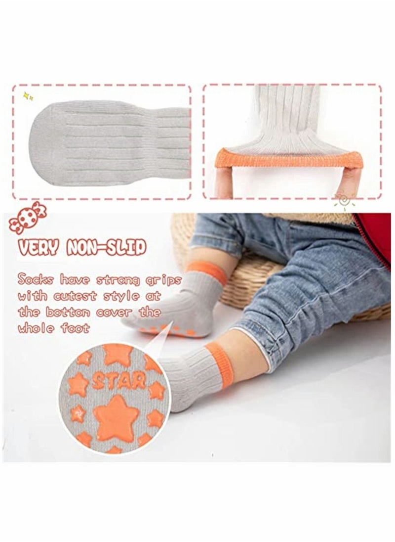 SYOSI Baby Socks, Non-Slip Grip Socks, Newborn Anti-Slip Crew Socks, Girls Soft Comfortable First Walking Shoe Socks, Boys Breathable Cute Animal Floor Socks 0-5 Years Old, 5 Pack  - Image 5