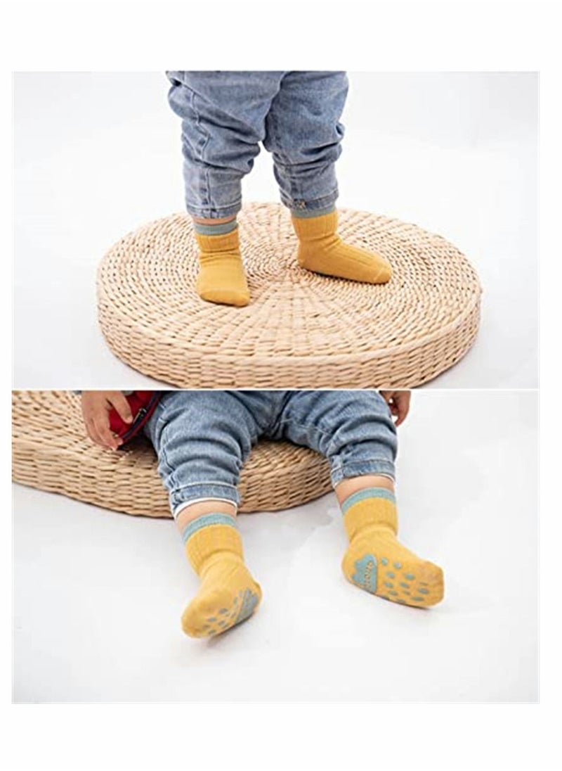 SYOSI Baby Socks, Non-Slip Grip Socks, Newborn Anti-Slip Crew Socks, Girls Soft Comfortable First Walking Shoe Socks, Boys Breathable Cute Animal Floor Socks 0-5 Years Old, 5 Pack  - Image 3