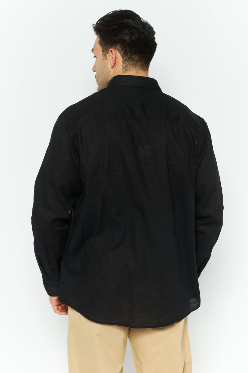 Threadbare Men Regular Fit Solid Long Sleeve Casual Shirt, Black - Image 4