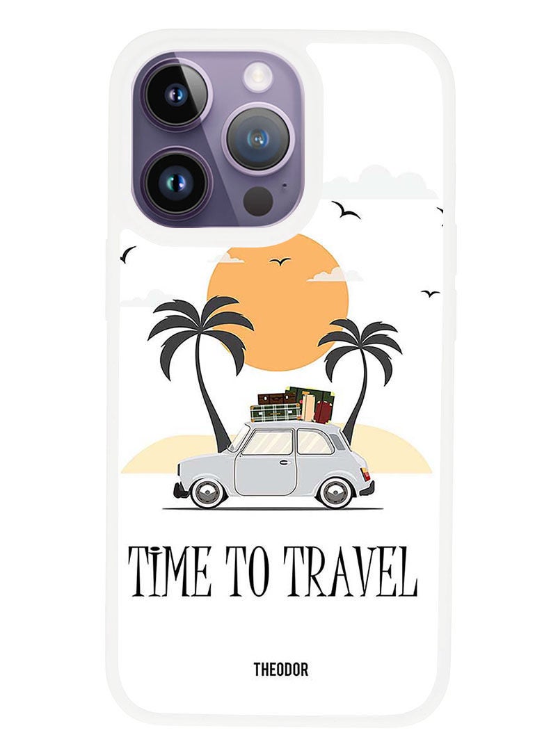 Theodor Protective Case Anti Scratch Shock Proof Cover For APPLE IPHONE 14 PRO MAX Time To Travel Vector (White Bumper) - Image 1