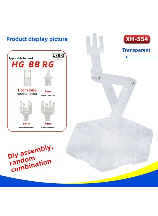 Generic - 1/144HG RG BB Hand-made Gundam Model Doll Assembled Bracket Display Platform Base Support Frame-Color:XH-554: Transparent Bracket - Image 1