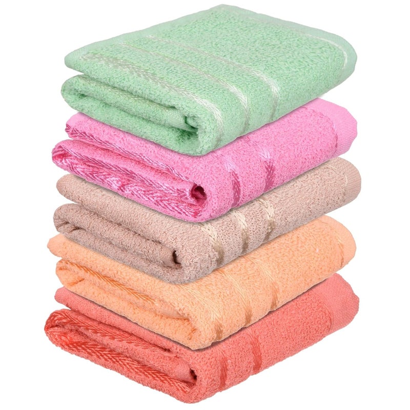 Kuber Industries Face Towel | Towels for Facewash | Towels for Gym | Facewash for Travel | Towels for Daily use | Workout Hand Towel | Lining Design | 14x21 Inch | Pack of 5 | Multi - Image 1