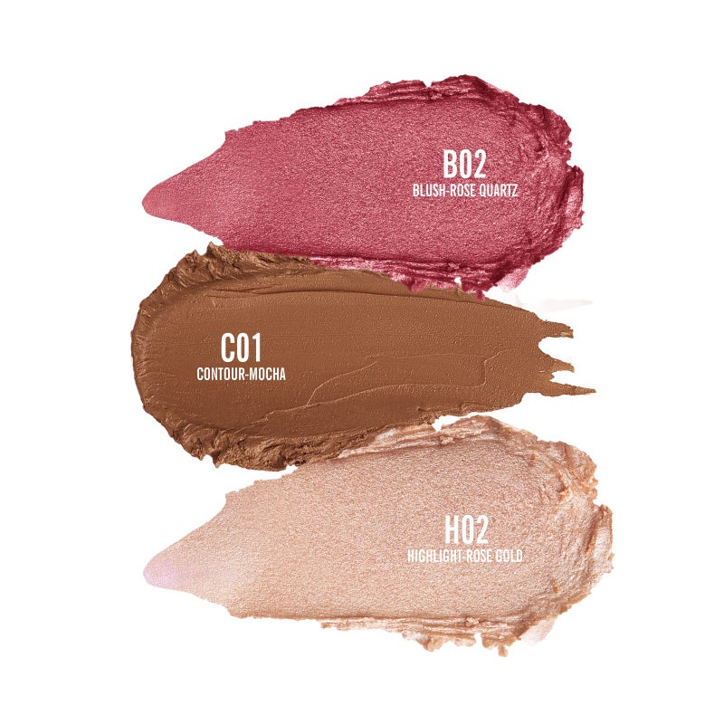 KIMUSE Multi Stick Trio Face Makeup, Cream Blush Stick for Cheeks & Lips, Contour Stick & Highlighter Makeup Sticks for All Skin - Image 2