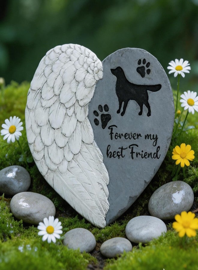 Landoraloria Dog Memorial Stone 10” Heart with Wings Outdoor Pet Grave Marker Cement Garden Remembrance Stone Sympathy Gift for Loss of Dog Rainbow Bridge Design - Image 2