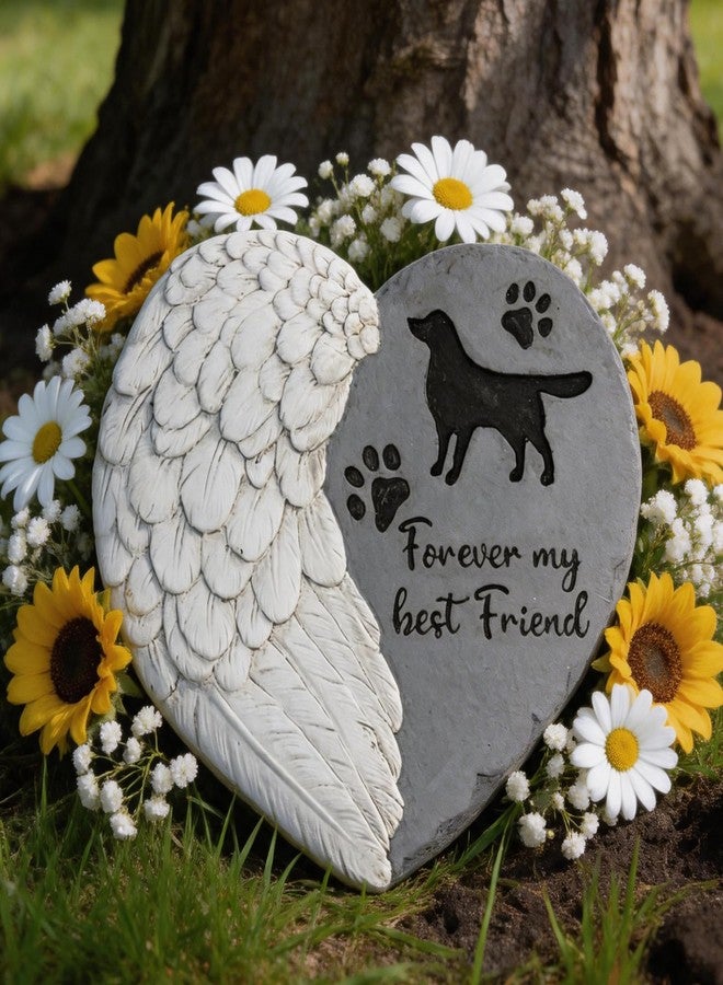 Landoraloria Dog Memorial Stone 10” Heart with Wings Outdoor Pet Grave Marker Cement Garden Remembrance Stone Sympathy Gift for Loss of Dog Rainbow Bridge Design - Image 3