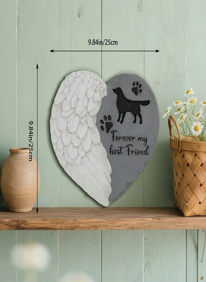 Landoraloria Dog Memorial Stone 10” Heart with Wings Outdoor Pet Grave Marker Cement Garden Remembrance Stone Sympathy Gift for Loss of Dog Rainbow Bridge Design - Image 5