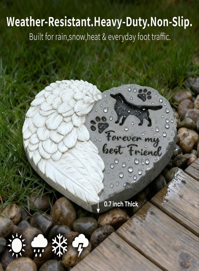 Landoraloria Dog Memorial Stone 10” Heart with Wings Outdoor Pet Grave Marker Cement Garden Remembrance Stone Sympathy Gift for Loss of Dog Rainbow Bridge Design - Image 4