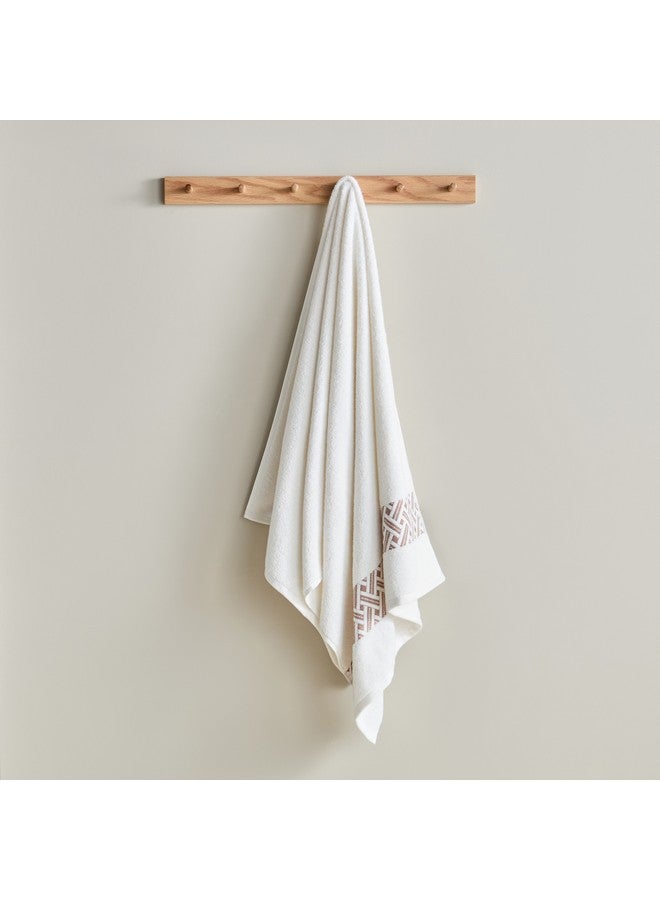 Home Box Opulence Serenity Turkish Cotton Jacquard Border Bath Towel 140 x 70 cm - Image 1