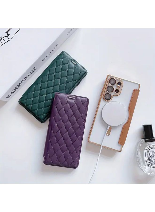 For Samsung Galaxy S22 5G Light Brown Faux Leather Flip Case With Magnetic Charging - Image 4