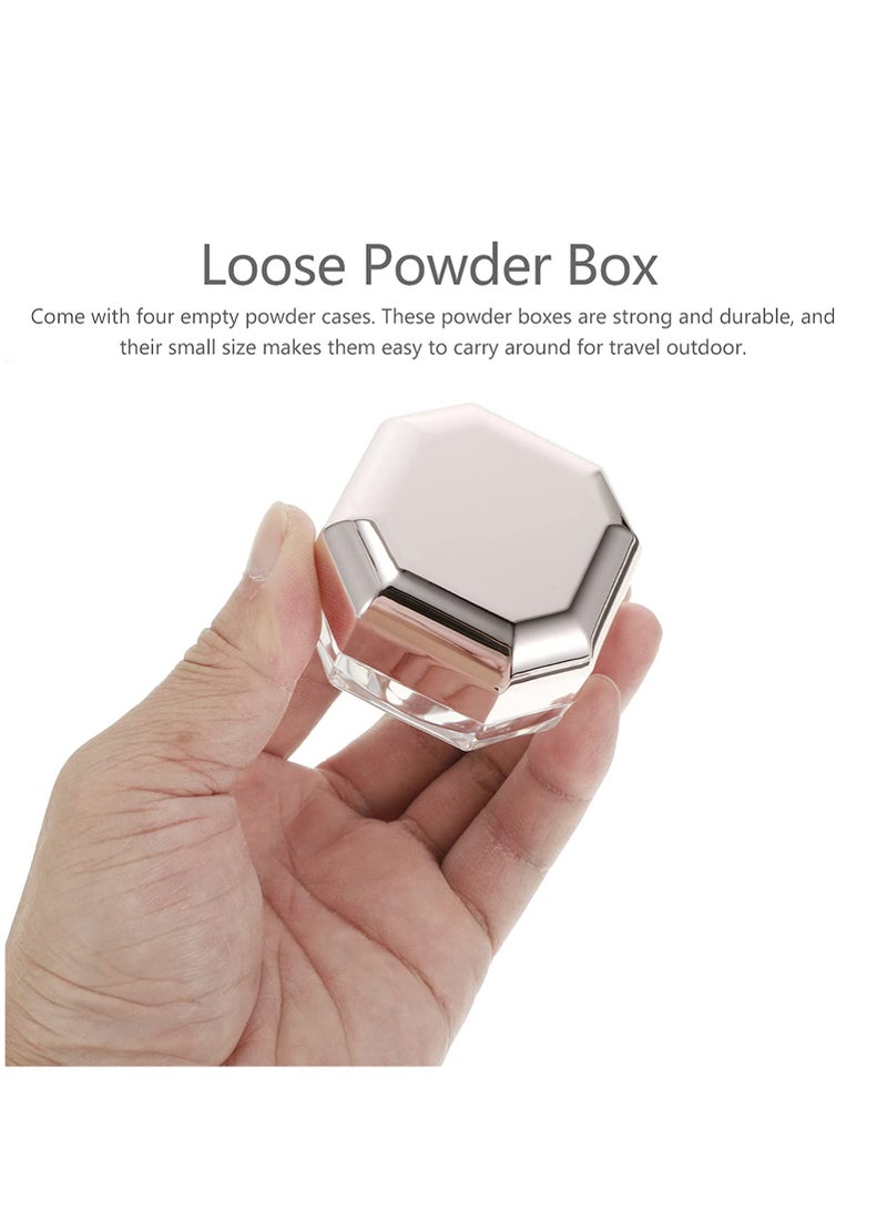 Loose Powder Container, Empty Reusable Plastic DIY Makeup Powder Case, Baby Powder Container Small Octagonal Box with Net Sifter and Lid, for Home and Travel 4pcs - Image 3