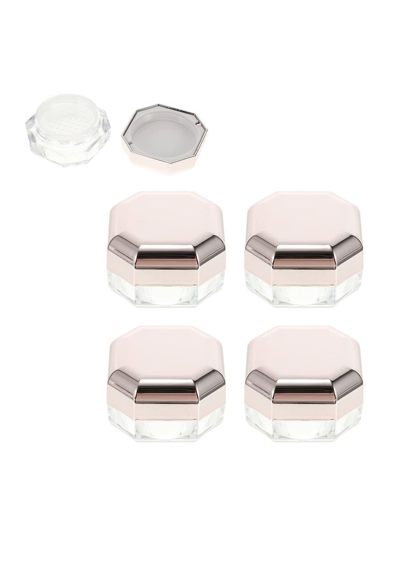 Loose Powder Container, Empty Reusable Plastic DIY Makeup Powder Case, Baby Powder Container Small Octagonal Box with Net Sifter and Lid, for Home and Travel 4pcs - Image 1