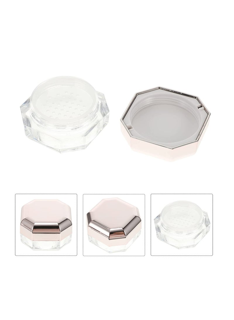 Loose Powder Container, Empty Reusable Plastic DIY Makeup Powder Case, Baby Powder Container Small Octagonal Box with Net Sifter and Lid, for Home and Travel 4pcs - Image 4