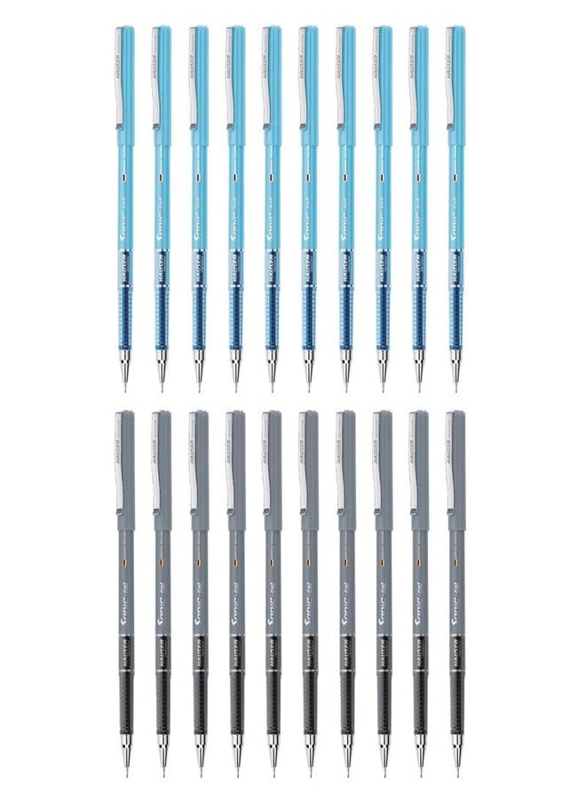Hauser Sonic 0.55 mm Gel Pen Combo Pack | Comfortable Grip With Smudge Free Writing | 10 Pcs Blue Ink & 10 Pcs Black Ink - Image 2