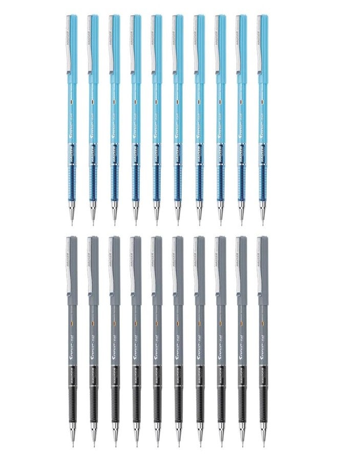 Hauser Sonic 0.55 mm Gel Pen Combo Pack | Comfortable Grip With Smudge Free Writing | 10 Pcs Blue Ink & 10 Pcs Black Ink - Image 1