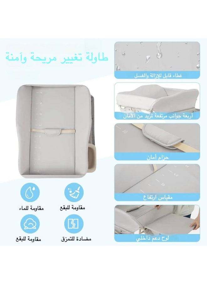 Apexll - Portable and Foldable Baby Changing Table with Wheels and Reinforced Lift Platform – Beige Nursery Organizer for Newborn Essentials - Image 1