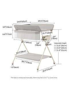 Apexll Portable and Foldable Baby Changing Table with Wheels and Reinforced Lift Platform – Beige Nursery Organizer for Newborn Essentials  - Image 3