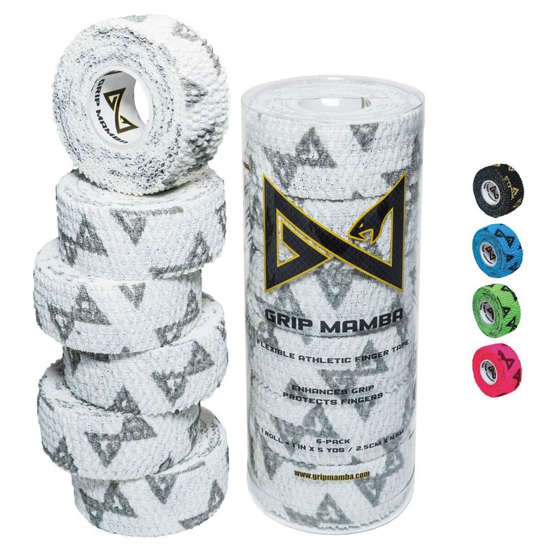 GRIP MAMBA Elastic Athletic Finger Tape 1Wide wPremium Adhesive Protects Hand Thumb Fingers Enhances Grip Sleeve Blister Wrap for Sports Golf Tennis Basketball Pickleball White 3 Rolls - Image 3