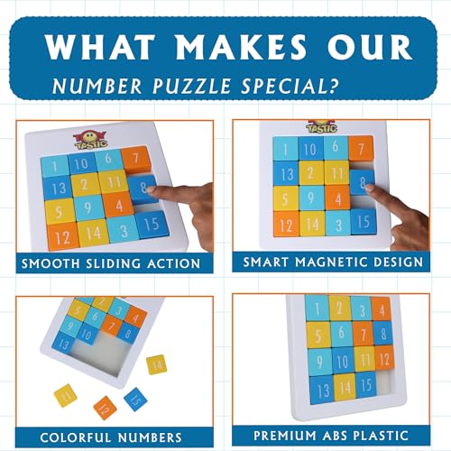 ToyTastic Number Sliding Magnetic Puzzle 4x4 | Toys for 5-10 Years Old Boys & Girls | 15-Blocks Brain Teaser Puzzle Game for Kids | Educational, Learning, Activity Toy for Return & Birthday Gifts - Image 4