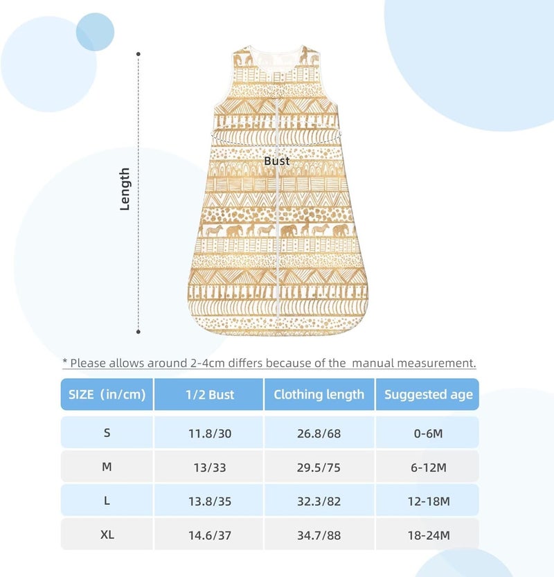Trendy White Gold Tribal African Pattern Baby Wearable Blanket Infant Boys Girls Sleeping Bags for Newborn Medium - Image 5
