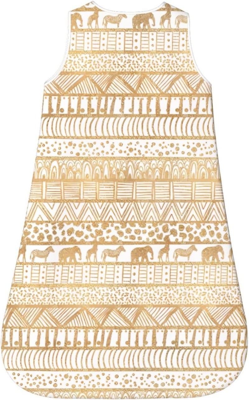 Trendy White Gold Tribal African Pattern Baby Wearable Blanket Infant Boys Girls Sleeping Bags for Newborn Medium - Image 2
