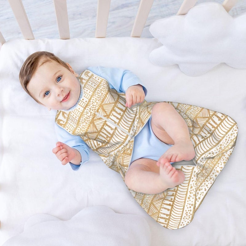 Trendy White Gold Tribal African Pattern Baby Wearable Blanket Infant Boys Girls Sleeping Bags for Newborn Medium - Image 3