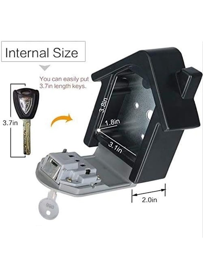 New Wall Mount Key Storage Lock Box with Key and 4-Digit Password Access Emergency Unlock Weather Resistant Steel