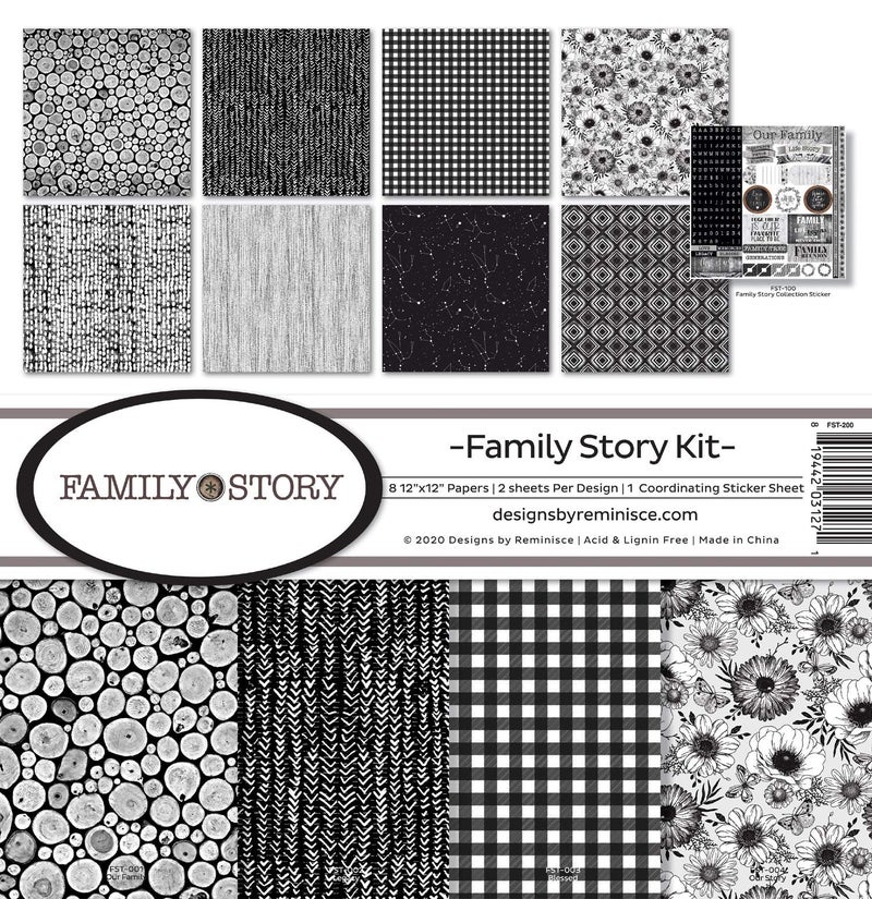 Reminisce Family Story Collection Scrapbook Kit Paper Crafts, Multi Color Palette, 12x12 inches - Image 4