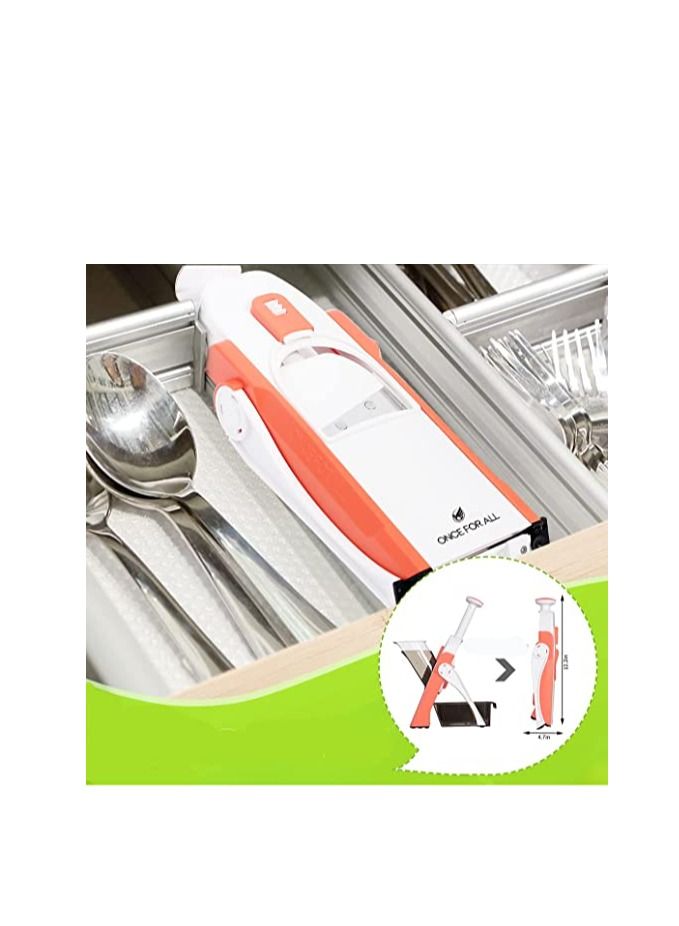 سبيس شوب قطاعة خضروات من مندولين قابلة للتعديل قطاعة بطاطس بصل آمنة متعددة الوظائف - Image 5