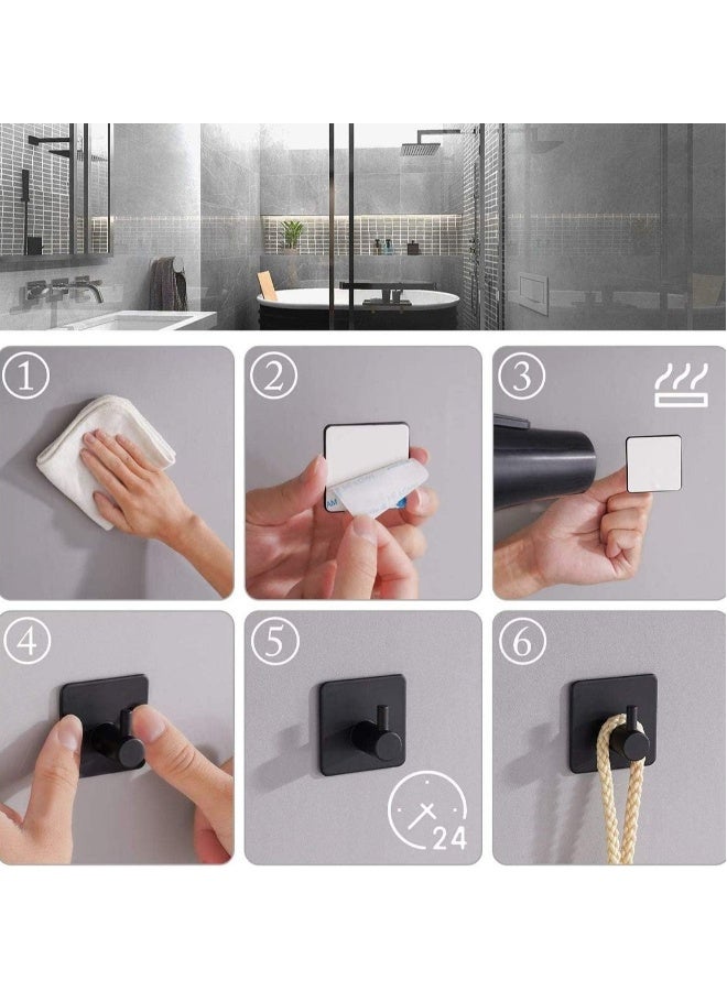 4 Pcs Self Adhesive Hooks, Stick on Hooks Holder for Coat Towel Kitchen Bathroom Office, Stainless Steel Sticky Wall Door Hooks, Waterproof, No drilling, Resists Corrosion - Image 4